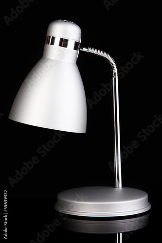 Table lamp on black background