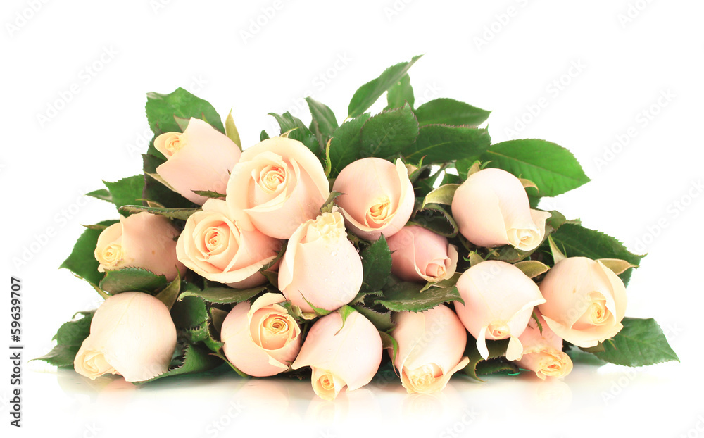 Beautiful bouquet of roses, isolated on white Beautiful bouquet of roses, isolated on white
