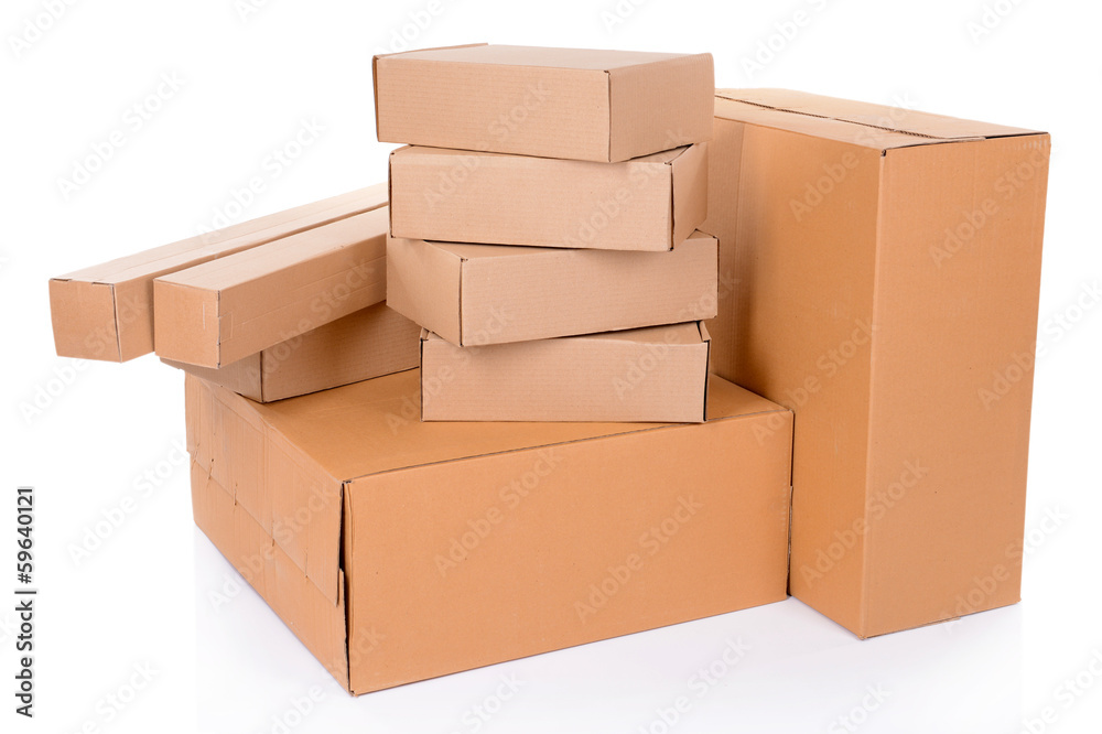 Different cardboard boxes isolated on white Different cardboard boxes isolated on white