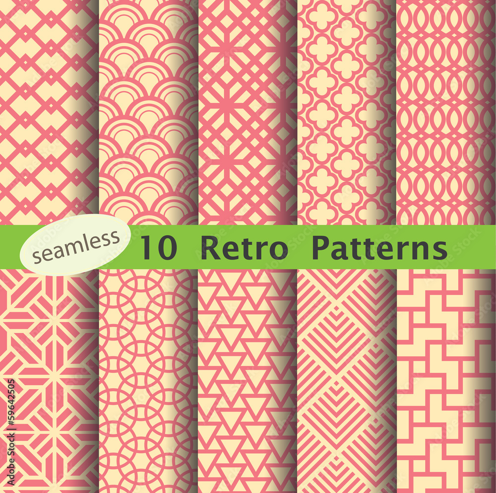 set of retro patterns for making seamless background Stock Vector ...