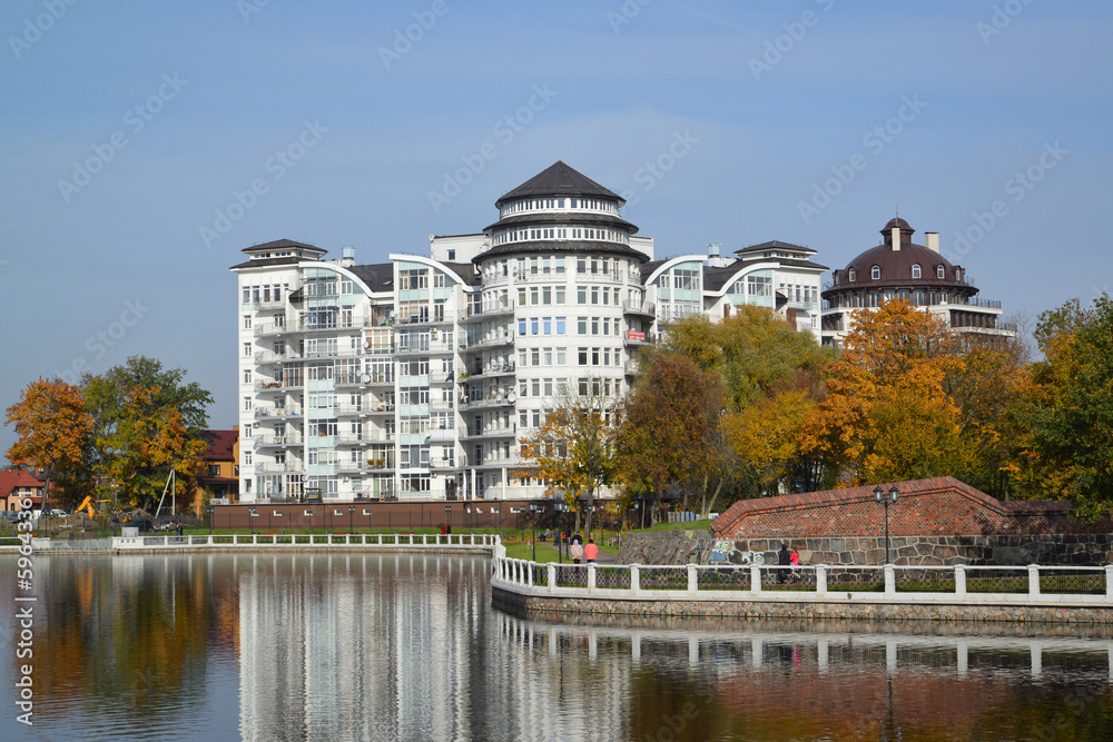 Kaliningrad. Housing estate at the lake