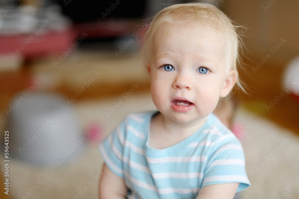 Adorable little girl at home Adorable little girl at home