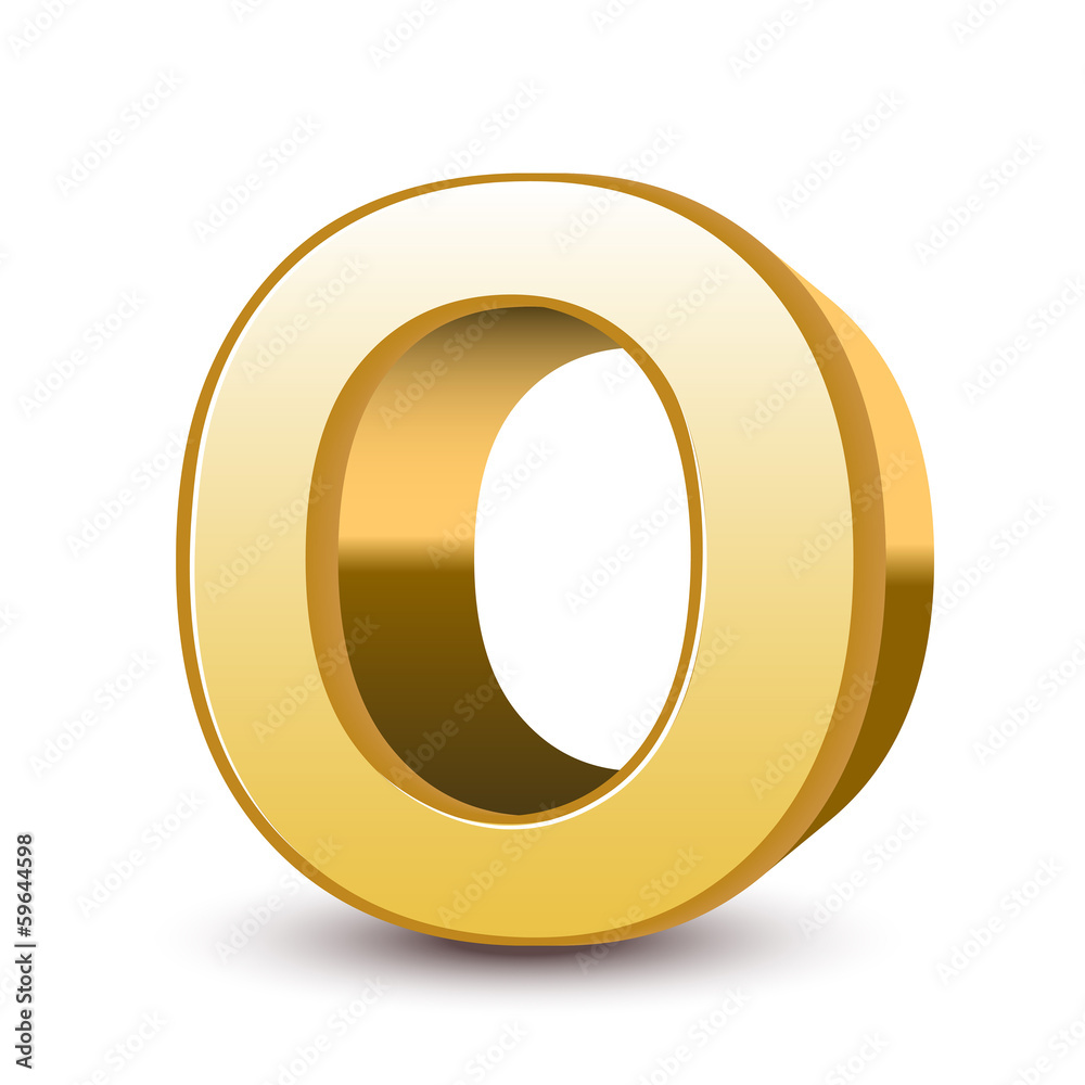 3d golden letter O 3d golden letter O