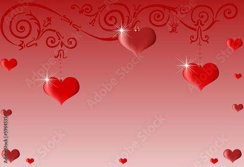 red curls with hearts illustration