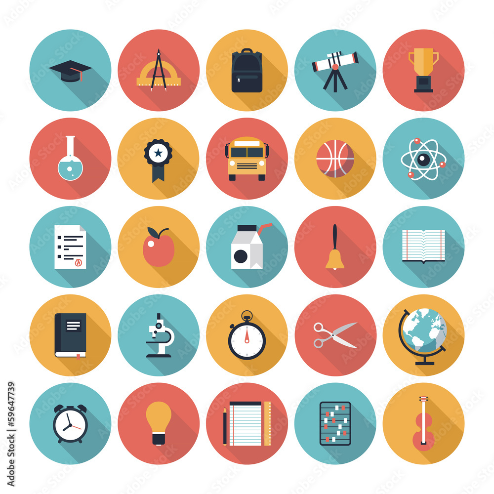 Education flat icons set Education flat icons set