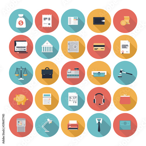 Finance and market flat icons set