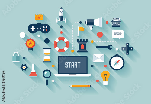Gamification in business concept illustration