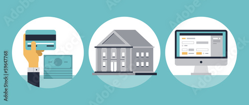 Online banking flat icons
