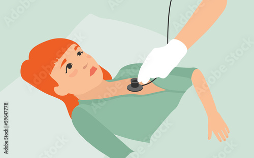 Sick girl flat illustration