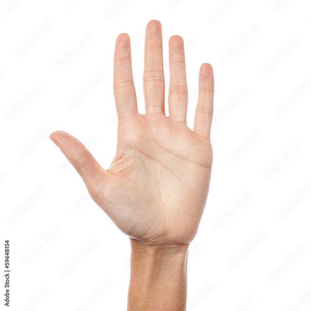 Woman hand showing five count Woman hand showing five count