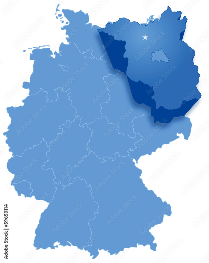 Map of Germany where Brandenburg is pulled out