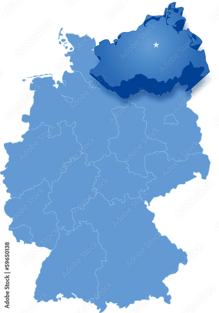 Map of Germany where Mecklenburg-Vorpommern is pulled out