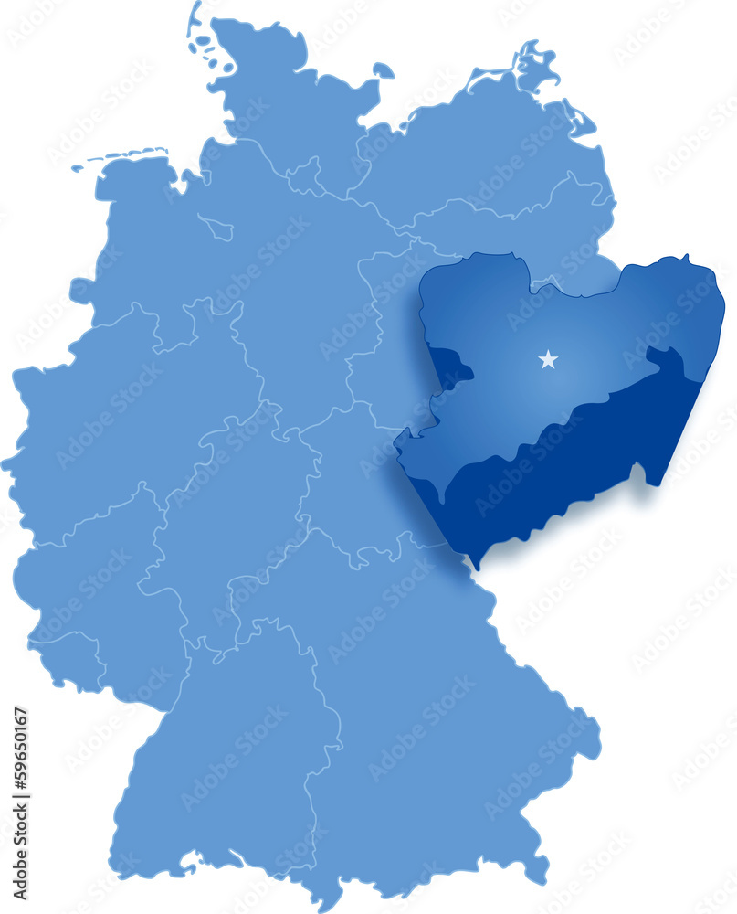 Map of Germany where Saxony is pulled out