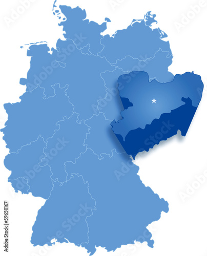 Map of Germany where Saxony is pulled out