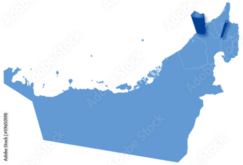 Map of United Arab Emirates where Ajman is pulled out photo