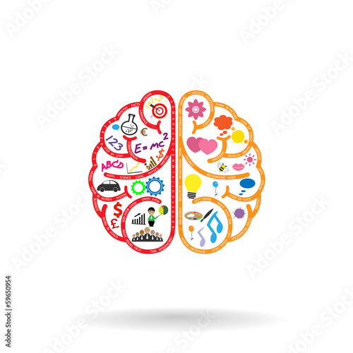 Creative left and right brains Idea concept .vector illustration
