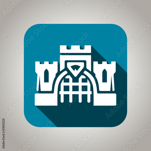Blue flat castle icon for web and mobile applications