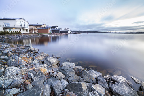 Luxury houses by the lake photo