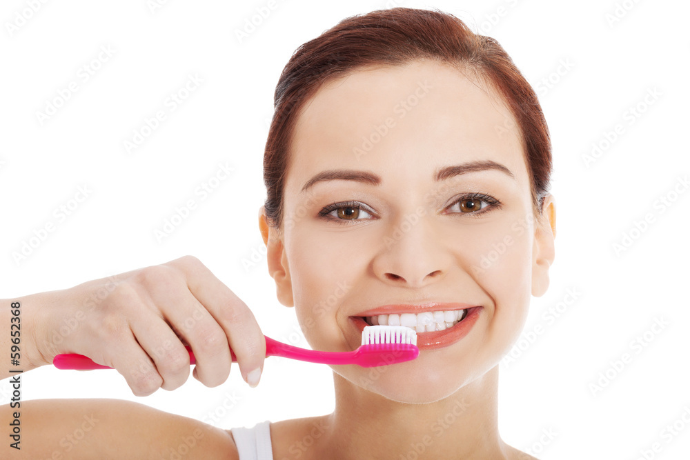 Young beautiful woman with toothbrush and paste. Young beautiful woman with toothbrush and paste.