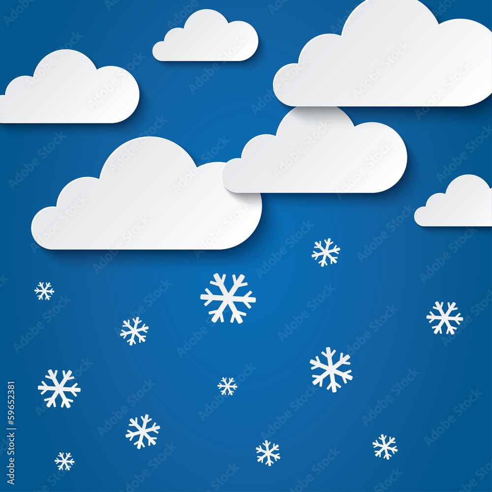 Paper clouds with snowflakes. Abstract background Paper clouds with snowflakes. Abstract background
