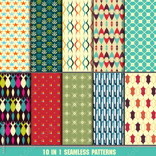 set of retro seamless pattern for making wallpaper