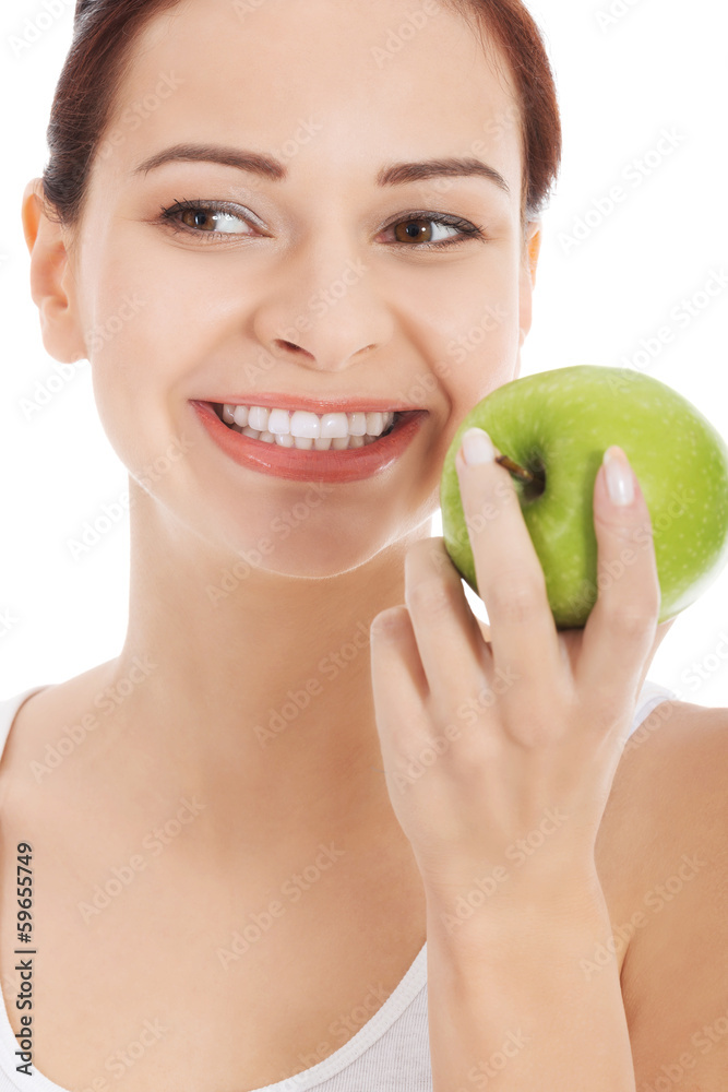 Young beautiful woman with apple. Young beautiful woman with apple.
