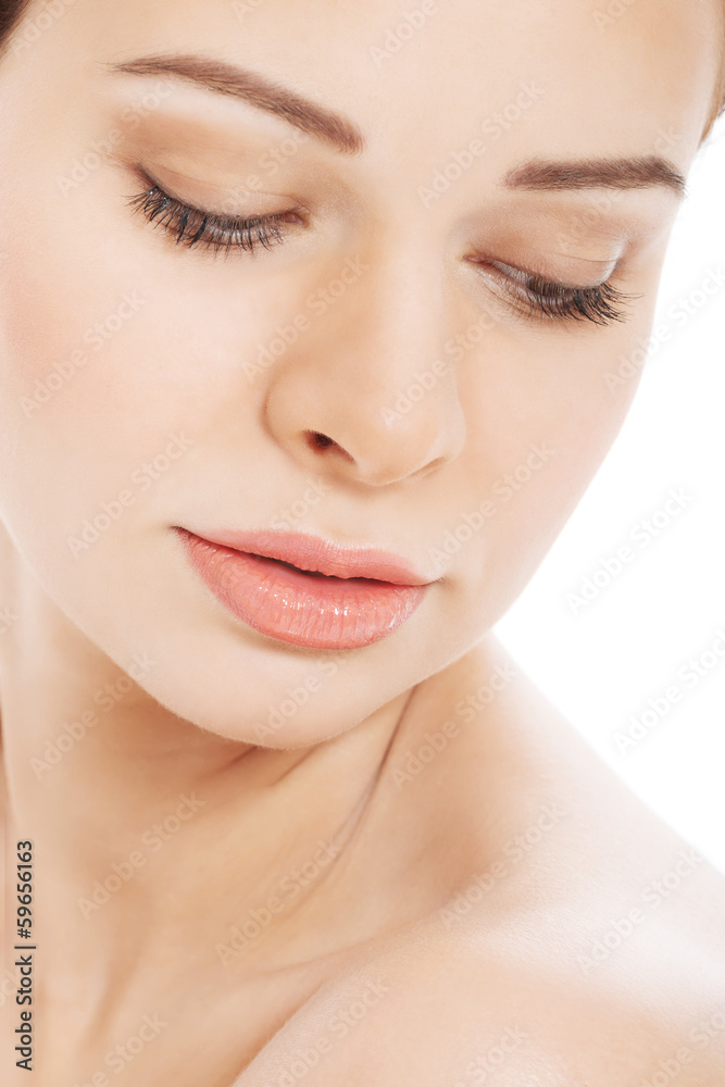 Beautiful topless woman with fresh, clean skin. Beautiful topless woman with fresh, clean skin.