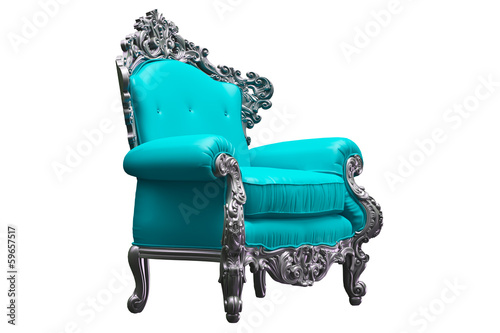 Baroque armchair with tpink worker strikes photo