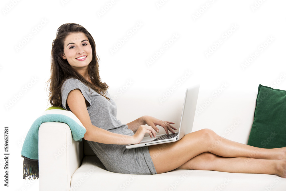 Working with a laptop at home Working with a laptop at home