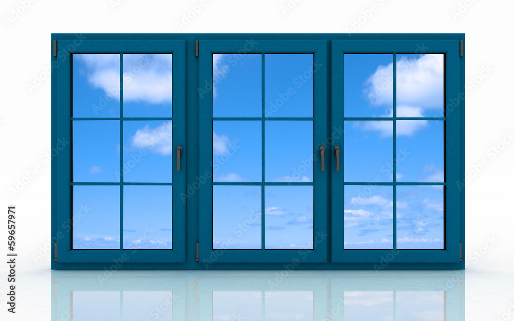 Fototapeta premium 3d closed plastic window on white background