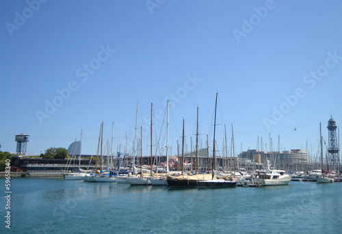 Sailboats in the port of Barcelona © konstan