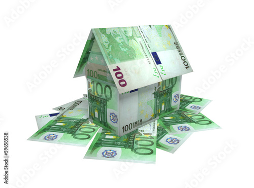 The house, built of 100 euro banknotes