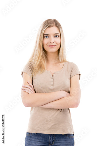 Beautiful woman with hands folded