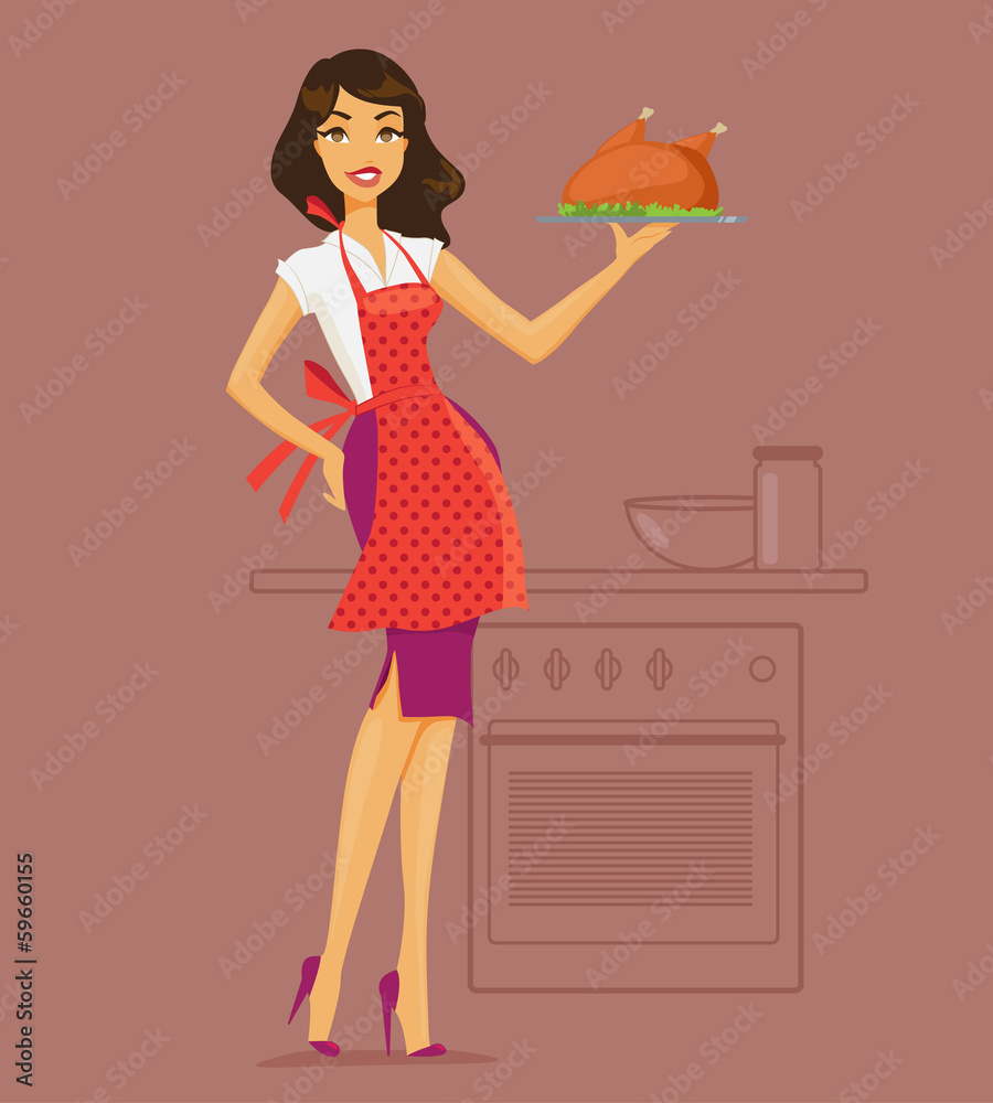 Vector illustration of housewife in the kitchen cooking deals Vector illustration of housewife in the kitchen cooking deals