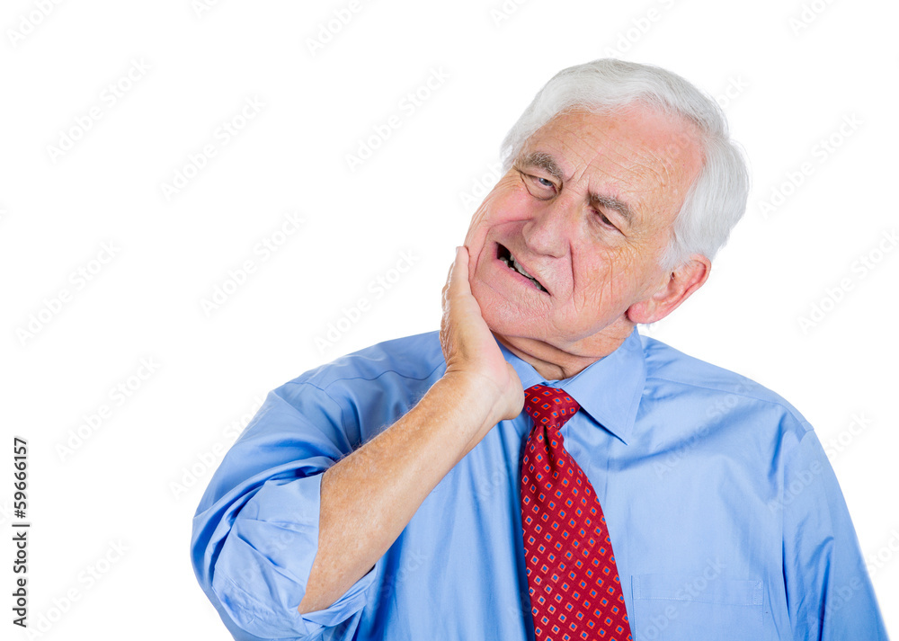 Old, sad man in pain, having a bad tooth ache Old, sad man in pain, having a bad tooth ache