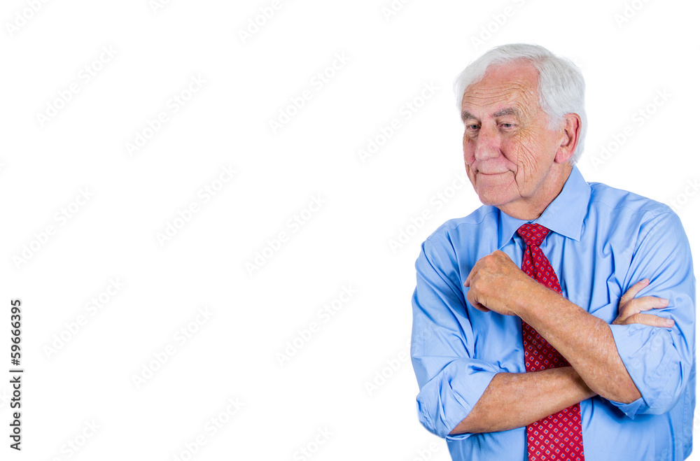 Portrait of happy old man thinking, daydreaming Portrait of happy old man thinking, daydreaming