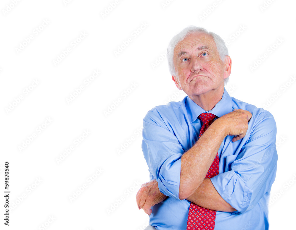 Old man thinking, daydreaming, procrastinating Old man thinking, daydreaming, procrastinating