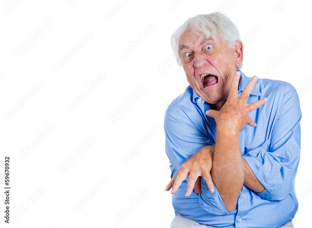 Crazy, confused, agitated, unhinged elderly, senior man Stock Photo | Adobe  Stock