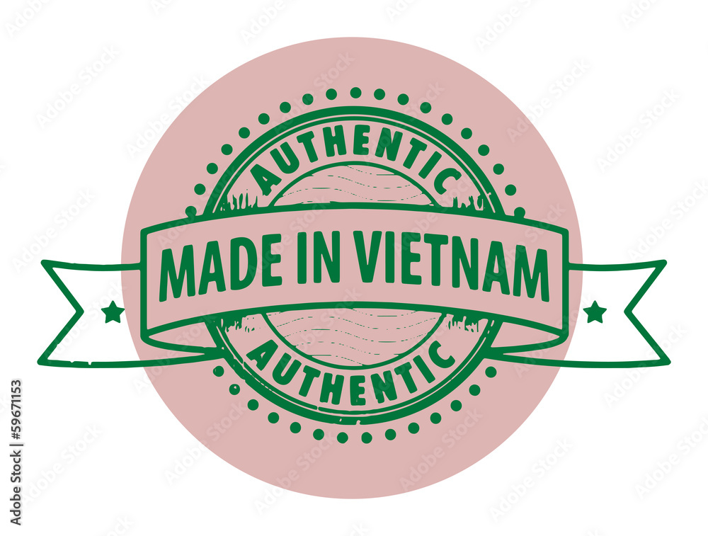 Stamp with the text Authentic, Made in Vietnam, vector Stamp with the text Authentic, Made in Vietnam, vector