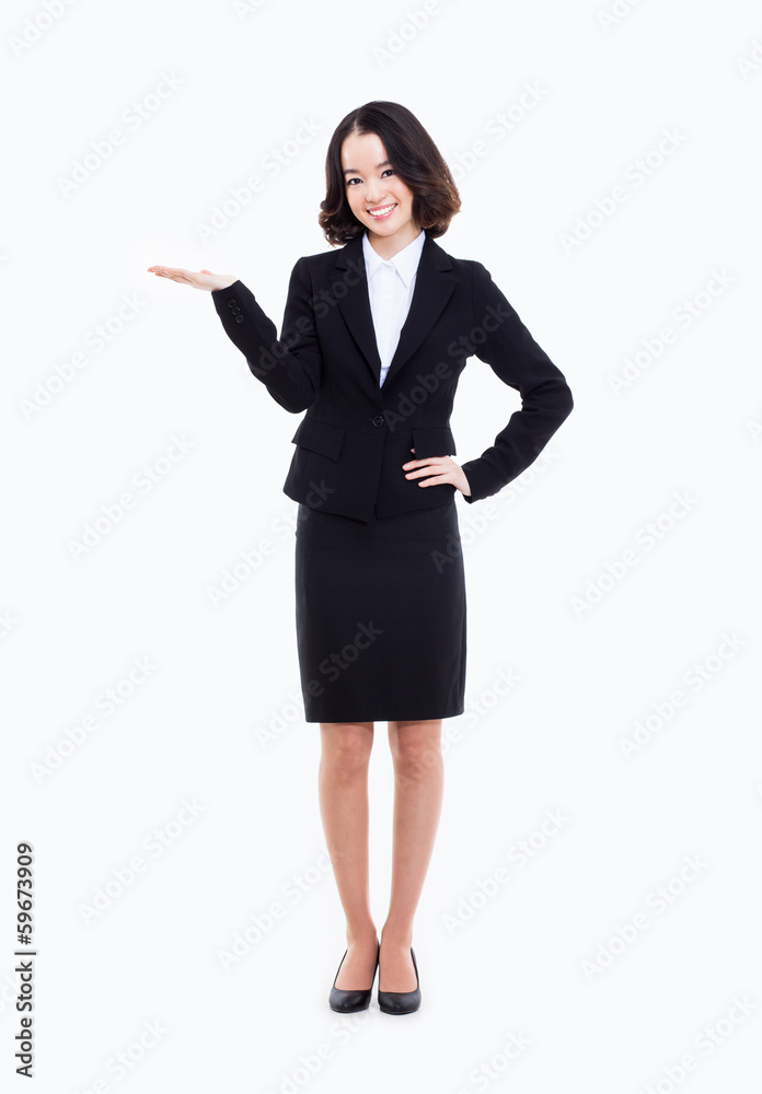 Asian business woman indicate blank space Asian business woman indicate blank space