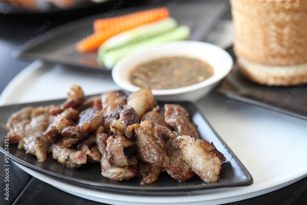 grilled pork with sticky rice