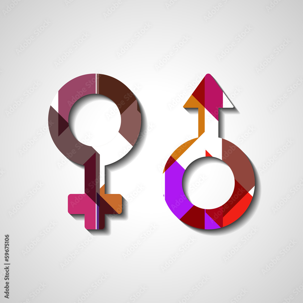 Male and female gender symbols, style illustration Male and female gender symbols, style illustration