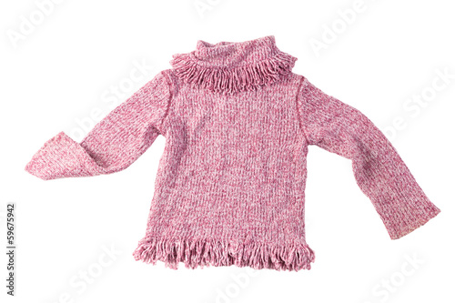 pink wool sweater isolated on white background