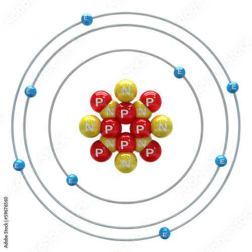 Oxygen atom on a white background