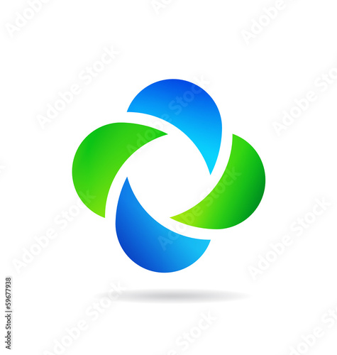 Vector Abstract Corporate Teamwork moon shape Icon - 4 elements
