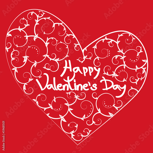 Valentine's day heart curl red background