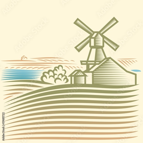 Rural landscape with Windmill