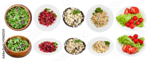 set of typical salads