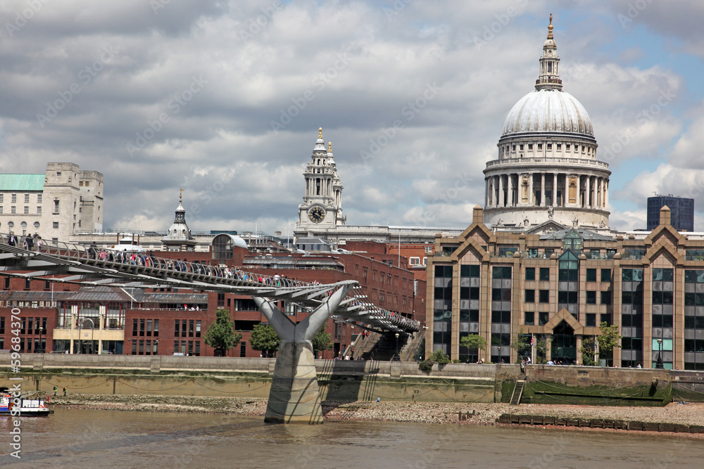 Fototapeta premium St. Paul's Cathedral and Millennium Bridge in London