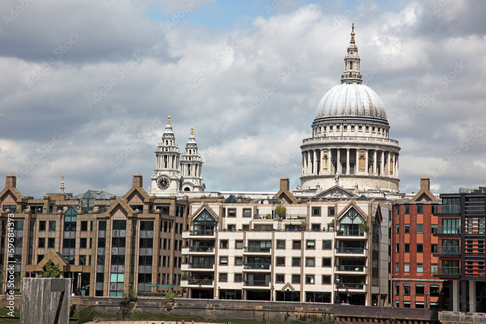 St. Paul's Cathedral and riverside of Thames in London ,UK